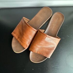 Rock & Candy Brown Leather Slide Sandals
